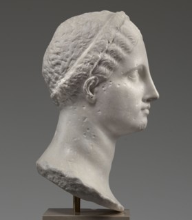 Head of a woman Berenice II or Arsinoe II, unknown author, restitution Przeworsk, Greek sculpture,