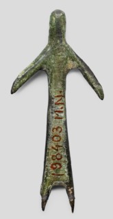 Votive figurine of a woman, votive offering, bronze female figurine, 1st half of the 6th century