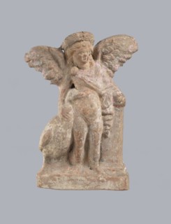 Terracotta figurine of Eros with a goose. Terracotta, figurine from a mold, 2nd half of the 1st