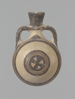 Canteen, Cyprus. Canteen decorated with concentric circles. Vessel with a spherical, slightly