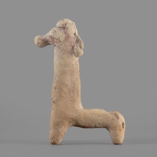 Horse figurine, unknown Cypriot workshop. Schematic horse figurine. Plastically modeled muzzle,
