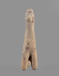 Horse figurine, unknown Cypriot workshop. Schematic horse figurine. Plastically modeled muzzle,