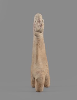 Horse figurine, unknown Cypriot workshop. Schematic horse figurine. Plastically modeled muzzle,