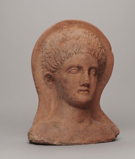 Votive head, Hellenistic period, 332–30 BC, Central Italy; sculpture; height 30 cm, width 22.5 cm,