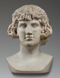 Portrait of Antinous, unknown Roman workshop, male portrait bust, Roman sculpture, 130–138 CE,