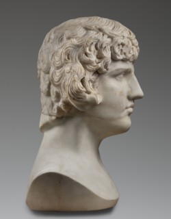 Portrait of Antinous, unknown Roman workshop, male portrait bust, Roman sculpture, 130–138 CE,