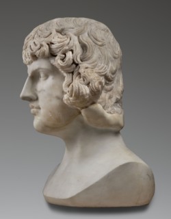Portrait of Antinous, unknown Roman workshop, male portrait bust, Roman sculpture, 130–138 CE,
