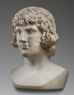 Portrait of Antinous, unknown Roman workshop, male portrait bust, Roman sculpture, 130–138 CE,