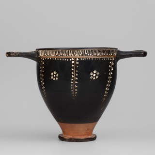 Gnathian skyphos with depiction of an altar, Gnathia style, Southern Italic pottery, ca. 340–ca.
