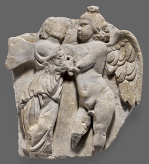 Fragment of a sarcophagus with a depiction of Eros and Psyche, unknown Roman workshop, Eros