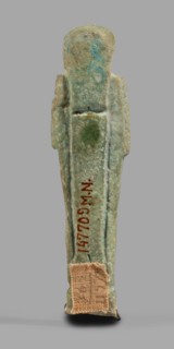 Ushabti, Wigs, funerary figurine, mummy-shaped standing on a base, back supported by a