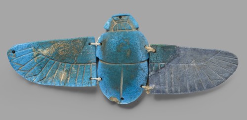 Winged scarab; flat-bottom scarab with attached wings right wing possibly completed or chipped
