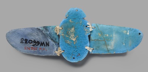 Winged scarab, flat-bottom scarab with attached wings right wing possibly completed or with chipped