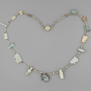 Necklace with amulets, udjat eyes, tit knots, Ptah the dwarf mythology, Toeris mythology,