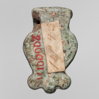 Amulet - head of the goddess Hathor;, Hathor myth.; Uraeuses; Face of the goddess Hathor in a