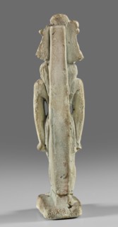 Amulet - god Mahes; Mahes mythology. Figurine of a striding lion-headed male deity wearing an atef