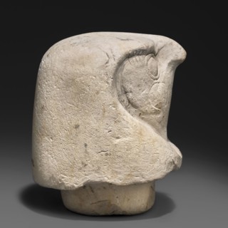 Canopic jar lid - falcon head, unknown creator; canopic jar; Sons of Horus mythology; falcon