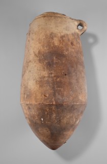 Amphora, Amphora with a cylindrical body slightly tapering toward the top. Pointed bottom, annular