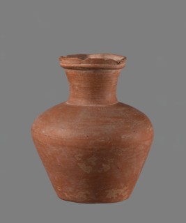 Jug with biconical belly. Vessel is widest at about half its height; shoulders broad, not very
