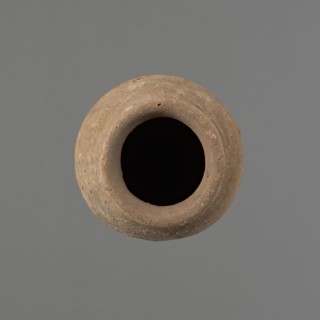 Vessel with hieratic inscription, Egyptian pottery. Conical clay vessel tapering towards the