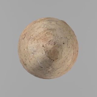 Vessel with hieratic inscription. Conical clay vessel tapering toward the bottom, irregular, widest