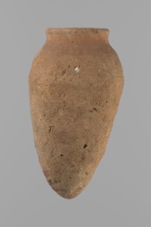 Vessel with hieratic inscription. Egyptian pottery conical vessel tapering towards the bottom,