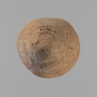 Vessel with hieratic inscription. Conical clay vessel tapering toward the bottom; irregular, widest