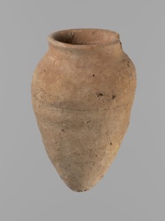 Vessel with hieratic inscription, Egyptian ceramic conical vessel clay, tapering to a pointed