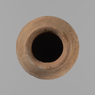 Vessel with hieratic inscription. Egyptian conical clay vessel, tapering toward the bottom,