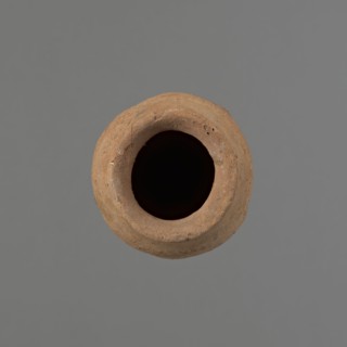 Vessel with hieratic inscription, Egyptian pottery, clay vessel, conical vessel tapering toward the