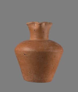 Jug, Egyptian pottery, clay vessel jug, cylindrical with flaring neck, Old Kingdom, c. 2686–c. 2181