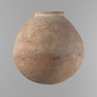 Vessel, Egyptian ceramic vessel with an almost spherical belly, widest about 1/3 of the vessel's