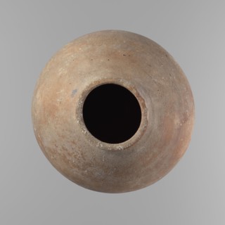 Vessel, Egyptian clay vessel with an almost spherical belly, widest about 1/3 of the vessel's