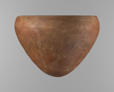 Bowl, Large conical Egyptian pottery vessel, clay; wide about 4/5 of the height with walls