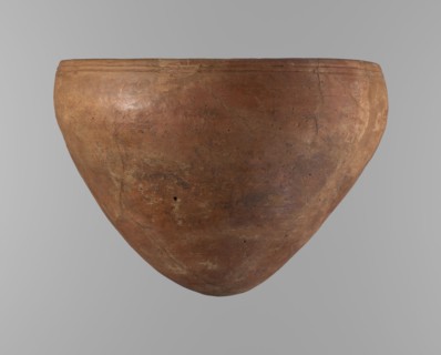 Bowl, Egyptian pottery, clay vessel; large conical vessel with widest point about 4/5 of the