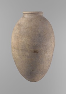Vessel, Egyptian ceramics, clay vessel. Vessel with an ovoid belly, widest about halfway up; wide,