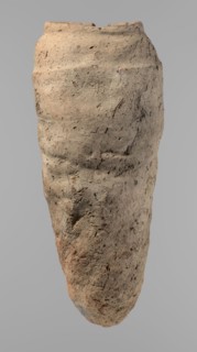 Vessel, Egyptian pottery, hand-made clay vessel with a conical belly, widest in its upper part