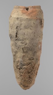 Vessel, Egyptian pottery, hand-made clay vessel with a conical belly widest in its upper part