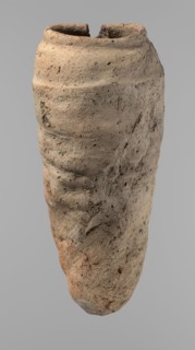 Vessel, Egyptian pottery, hand-made clay vessel with a conical belly widest in its upper part
