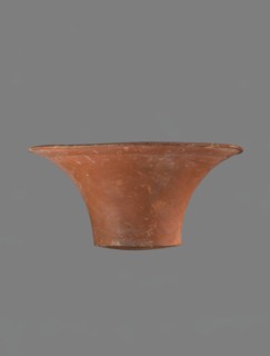 Bowl, Deep, cup-shaped bowl with a slightly convex bottom and sides arching upwards. Straight rim,