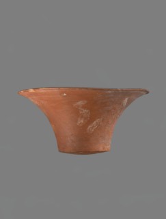 Bowl, Egyptian pottery, clay vessel — deep, cup-shaped bowl with a slightly convex bottom and sides