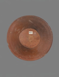 Bowl, Deep, cup-shaped clay bowl with a slightly convex bottom and sides arching upwards; straight,