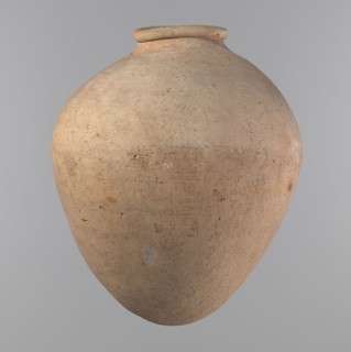 Vessel, unknown author. Egyptian pottery vessel of ovoid, slightly downward-stretched shape, widest