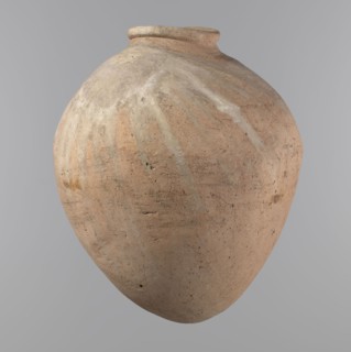 Vessel, Egyptian pottery vessel of ovoid, slightly downward-stretched shape, widest at about 2/3 of