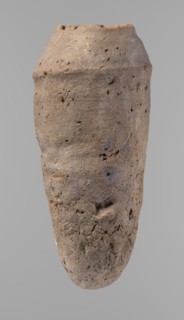 Vessel, Old Kingdom, c. 2686–c. 2181 BC; Edfu; hand-made clay vessel ceramic, height 33.5 cm, rim