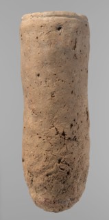 Vessel, Egyptian pottery, ceramics, clay vessel, hand-made. An almost cylindrical vessel, widest in