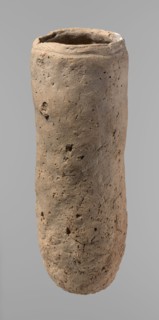 Vessel, Egyptian pottery, handmade clay vessel, almost cylindrical, widest just below the rim,