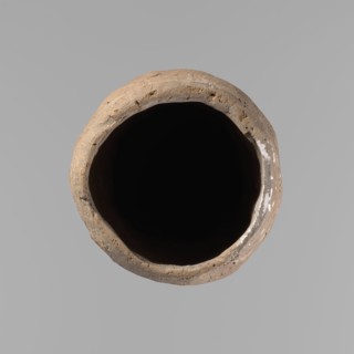 Vessel, Egyptian pottery, hand-made clay vessel, almost cylindrical, widest just below a straight