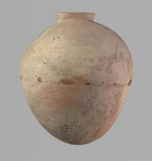 Vessel, Egyptian pottery, ceramic clay vessel of an ovoid, slightly downward-stretching shape,