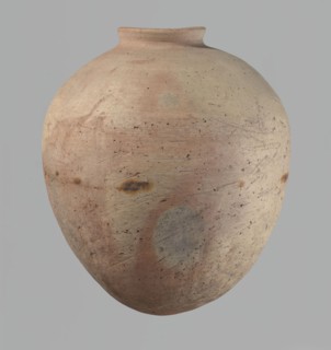 Vessel, Egyptian pottery, ceramics, clay vessel. Ovoid, slightly downward-stretching shape, widest